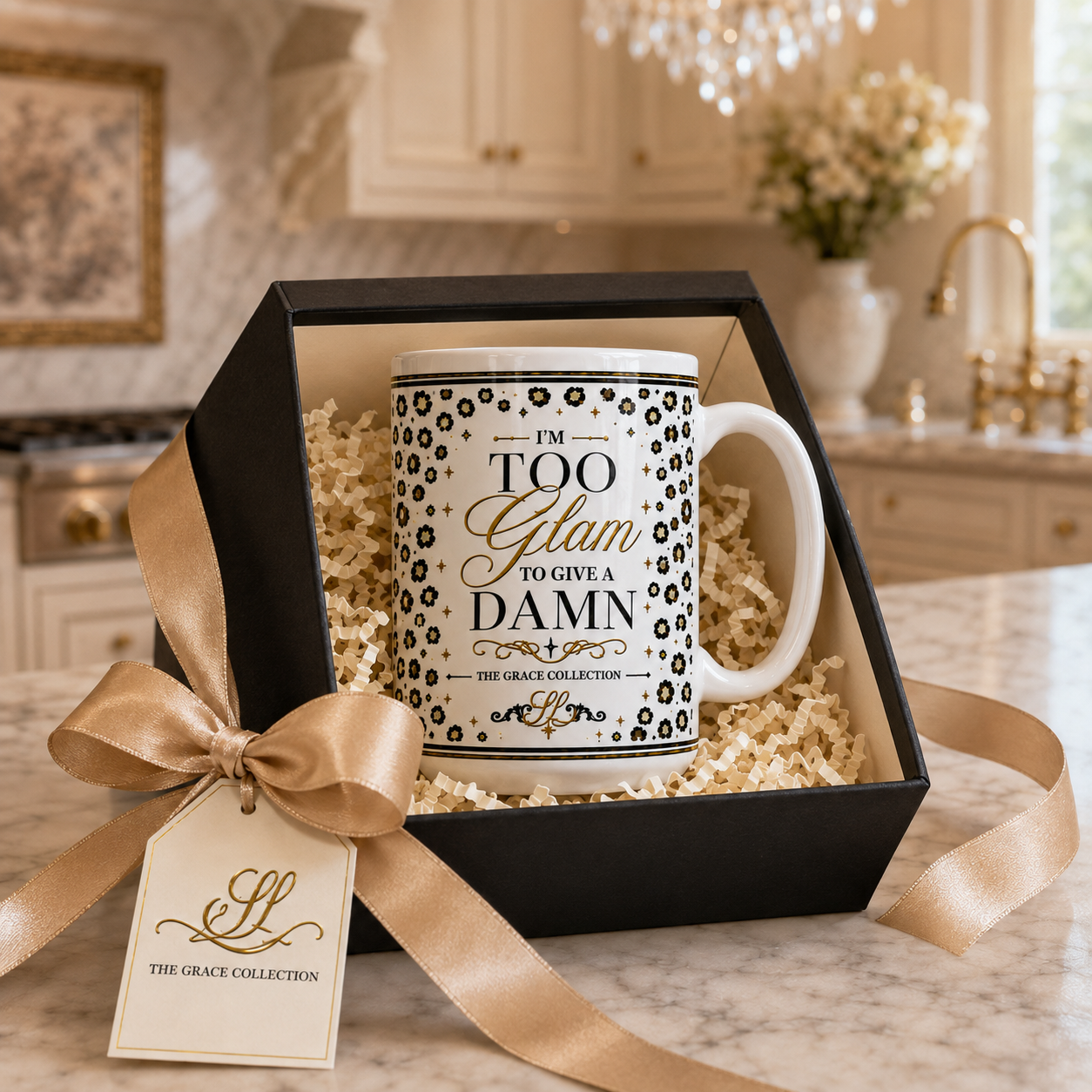 I’m Too Glam to Give a Damn - 15 oz ceramic mug