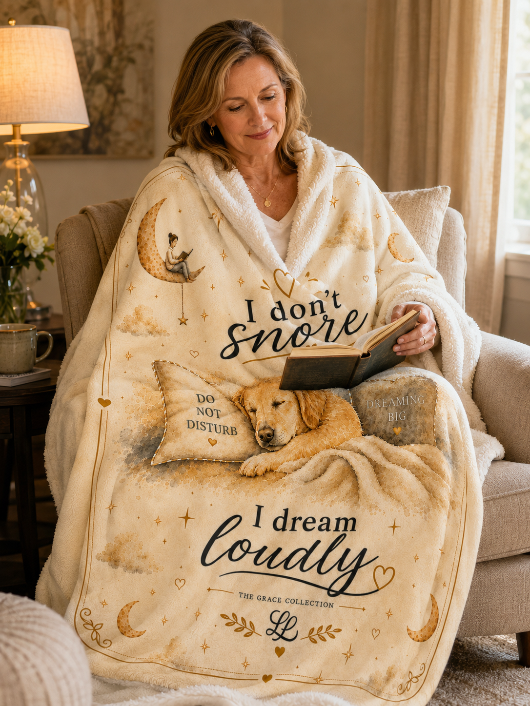 I Don't Snore I Dream Loudly - Funny Deluxe Sherpa Fleece Blanket, Cozy Family Gift, Dog Lover Gift