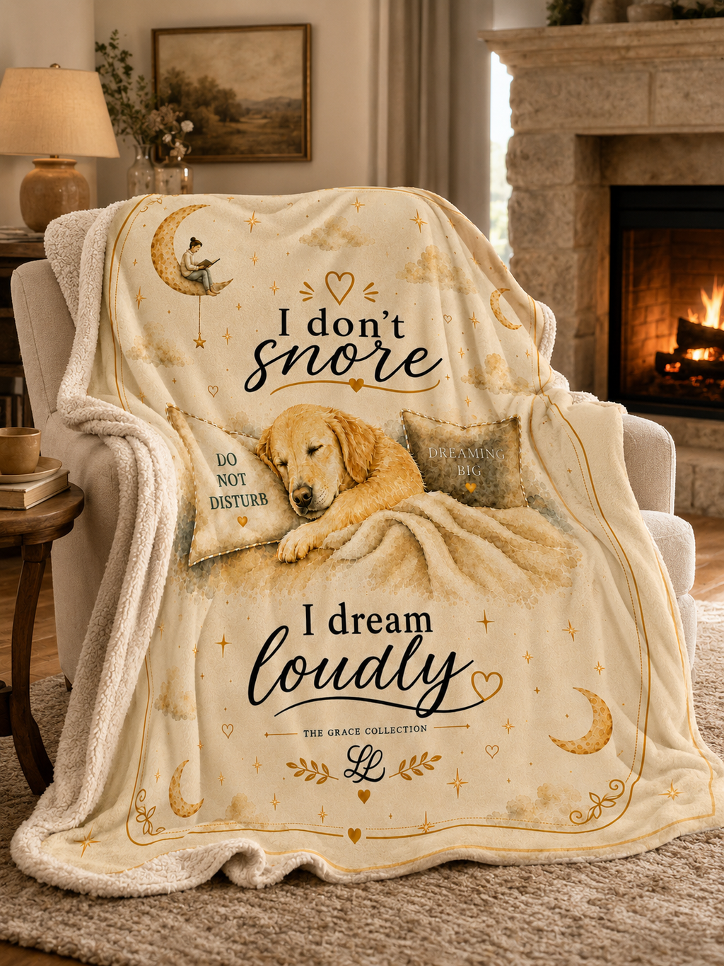 I Don't Snore I Dream Loudly - Funny Deluxe Sherpa Fleece Blanket, Cozy Family Gift, Dog Lover Gift