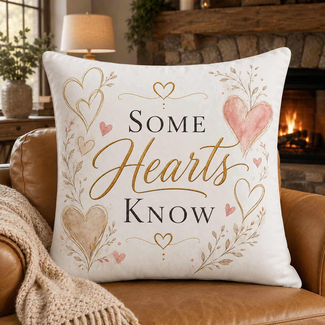 Heartfelt Decorative Pillow — "Some Hearts Know" Poly Velvet Throw Pillow