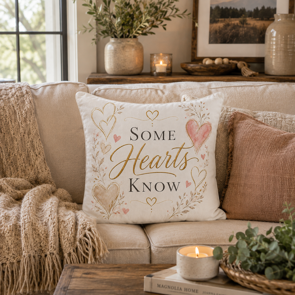Heartfelt Decorative Pillow — "Some Hearts Know" Poly Velvet Throw Pillow