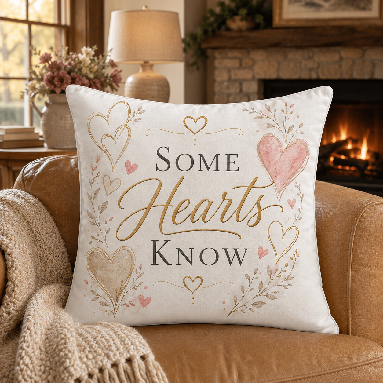 Heartfelt Decorative Pillow — "Some Hearts Know" Poly Velvet Throw Pillow