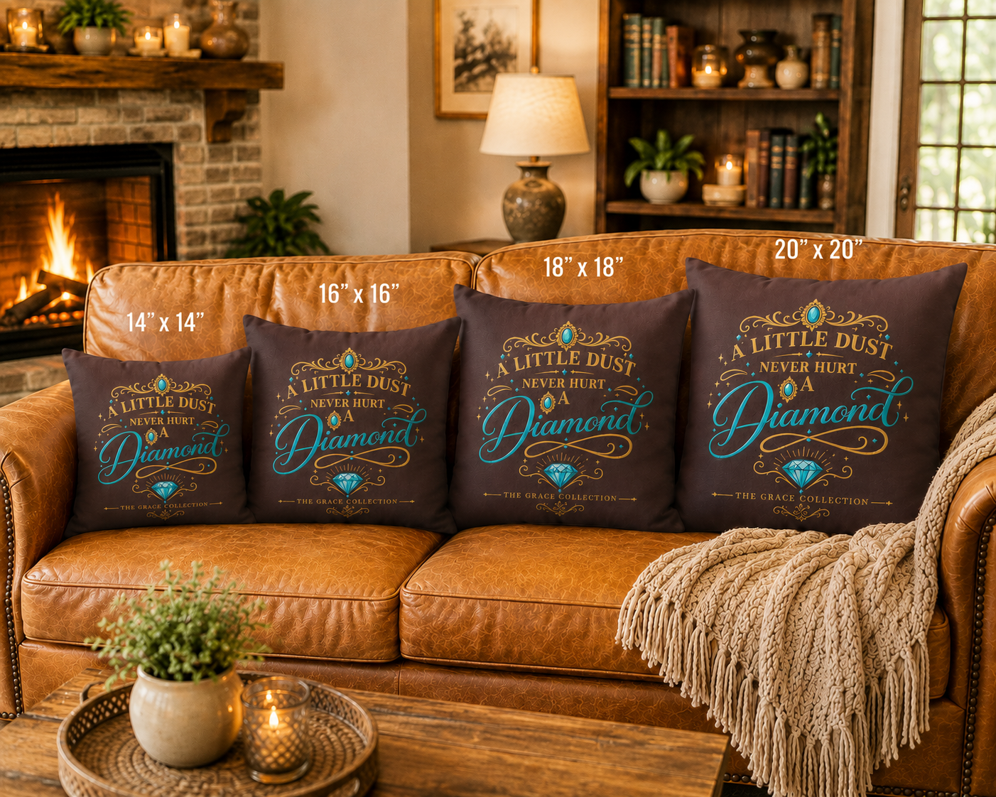 Faux Suede Pillow — "A Little Dust Never Hurt a Diamond" Decorative Throw Pillow