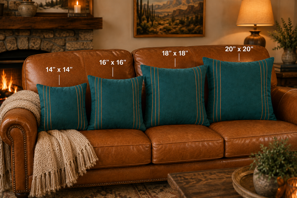 Teal Faux Suede Square Pillow with Gold Stripes — Decorative Throw Cushion