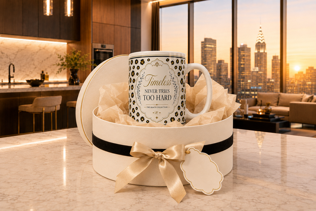 15oz Leopard Print Mug — "Timeless Never Tries Too Hard" Vintage Chic Coffee Cup