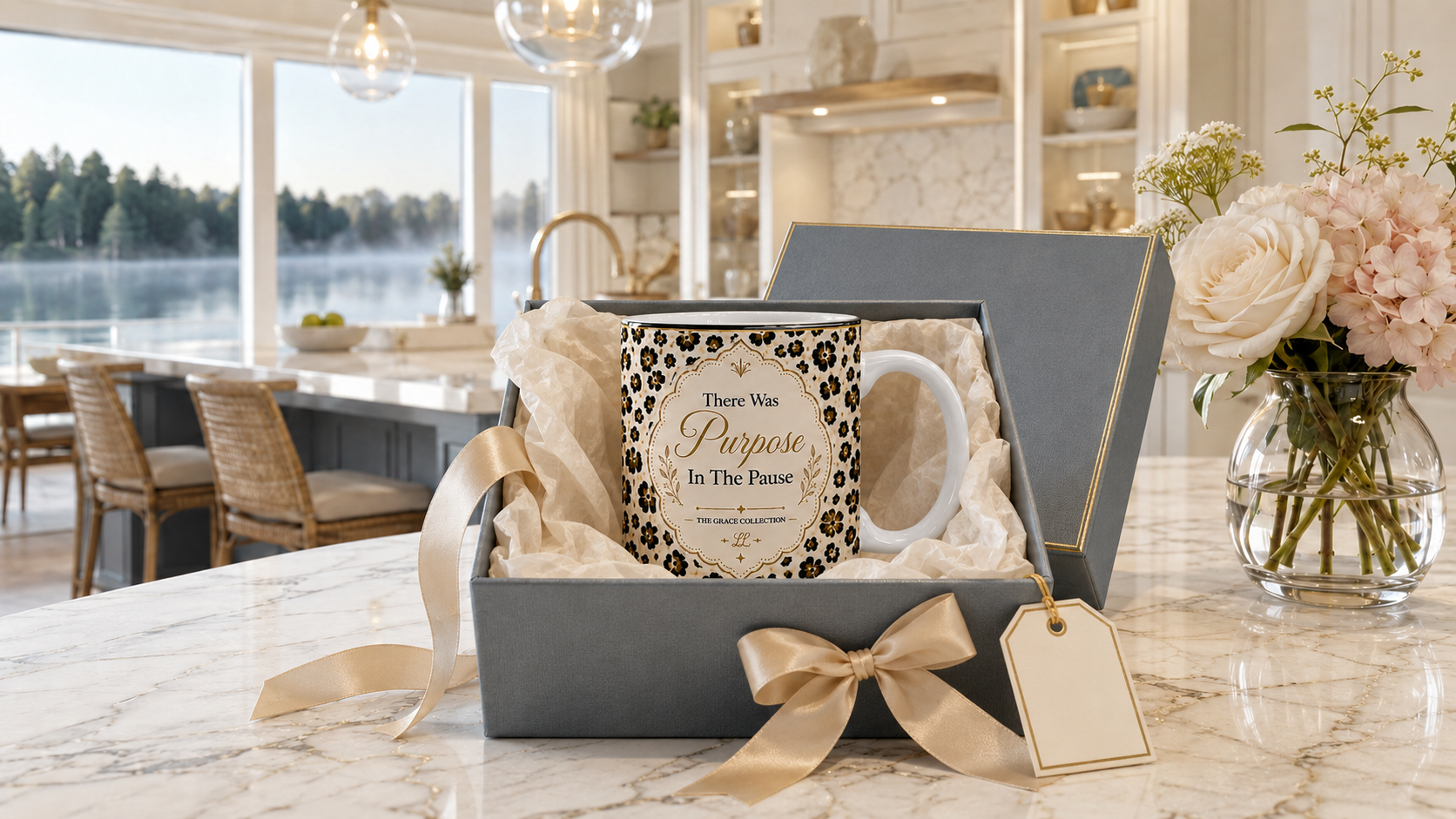 Leopard Print 15oz Mug — "There Was Purpose In The Pause" Inspirational Coffee Cup