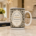 "Don't Make Entrances, Make Impressions" - Leopard Print 15 ounce ceramic coffee mug