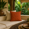 Retro Island Collection Rust Floral -  Faux Linen Throw Pillow