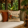 Retro Island Collection - Love Grows Here - Faux Linen Throw Pillow
