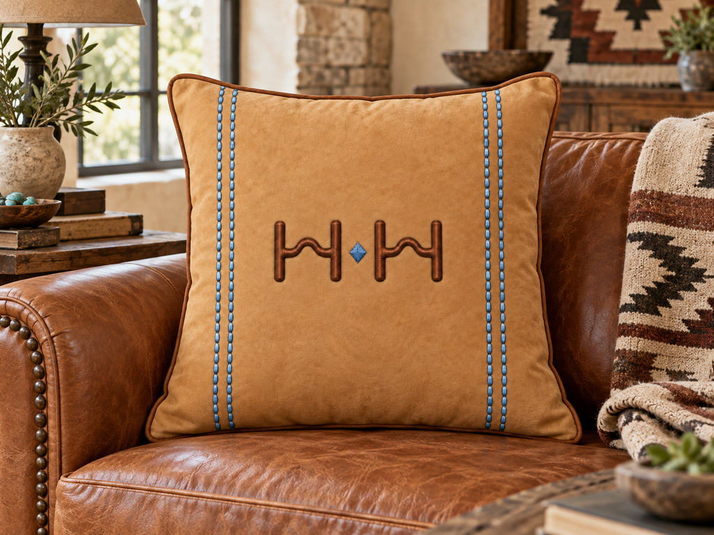 Two Bit  — Rustic Western Faux Suede Throw Pillow