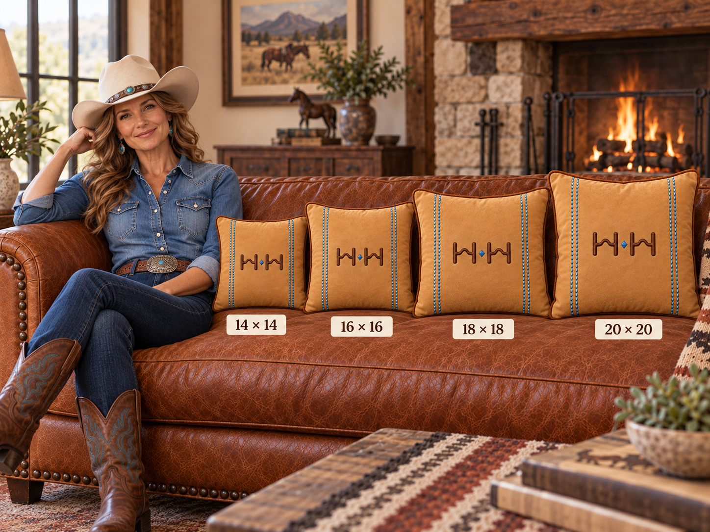Two Bit  — Rustic Western Faux Suede Throw Pillow