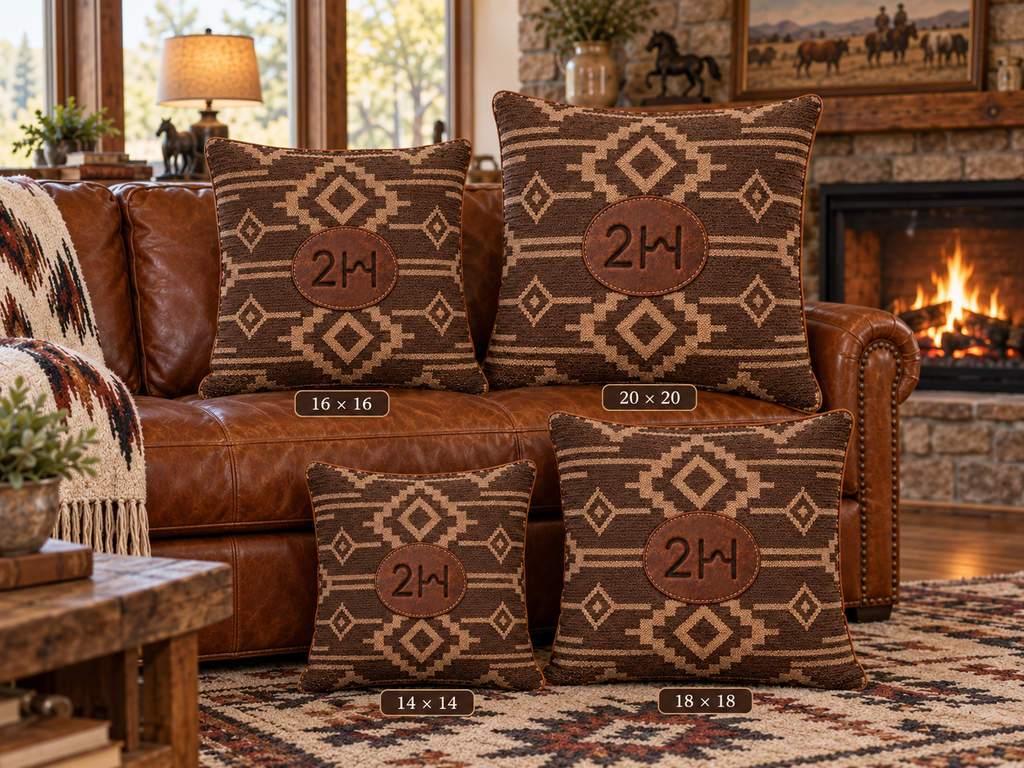 Southwestern Faux Suede Pillow with Monogram Patch — Rustic Geometric  Faux Suede Throw Pillow