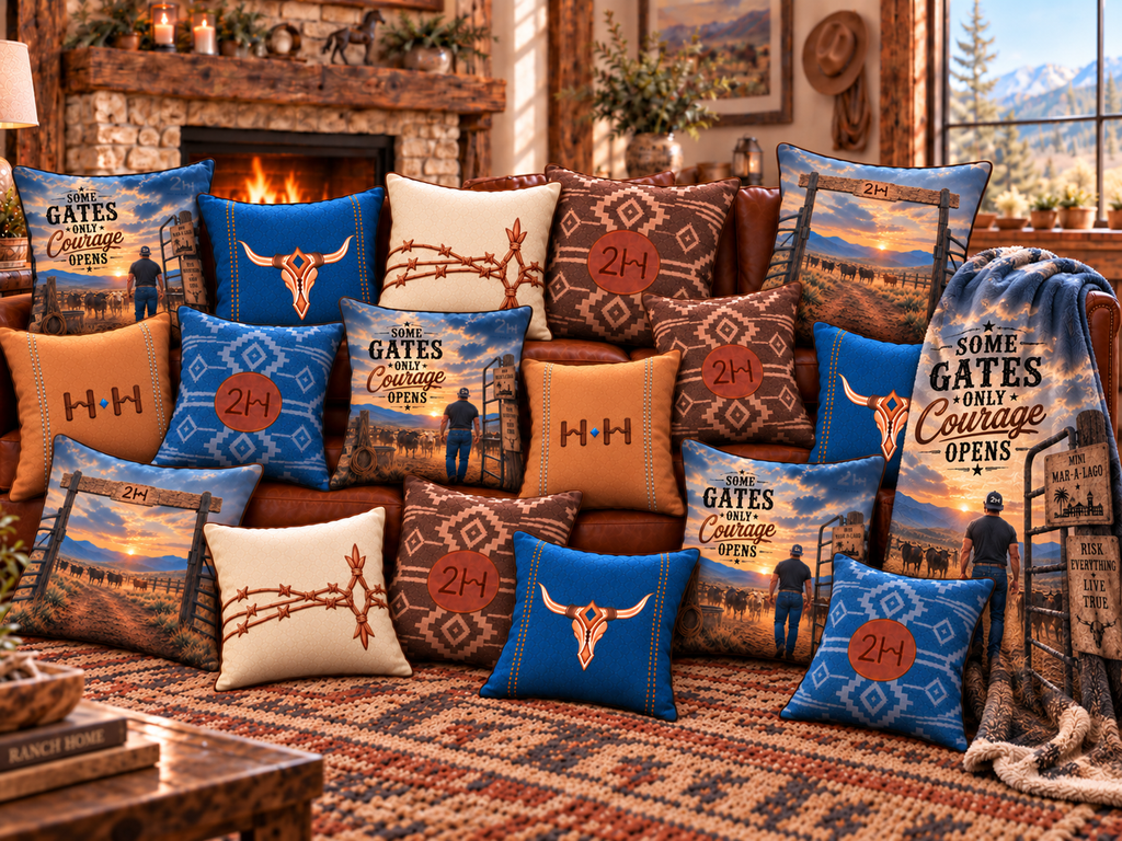Southwestern Faux Suede Pillow with Leather Patch Monogram (2H)