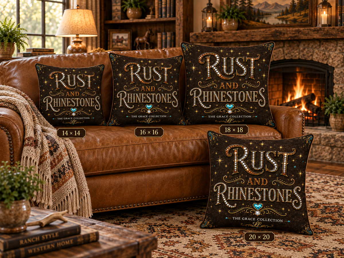 Rust and Rhinestones Decorative Pillow  - Faux Suede Throw Pillow