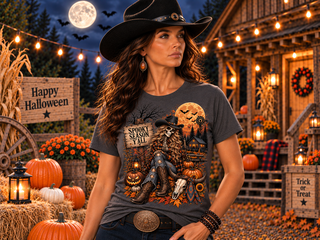 Spooky Season Y'all -  Halloween Fall Graphic T-Shirt