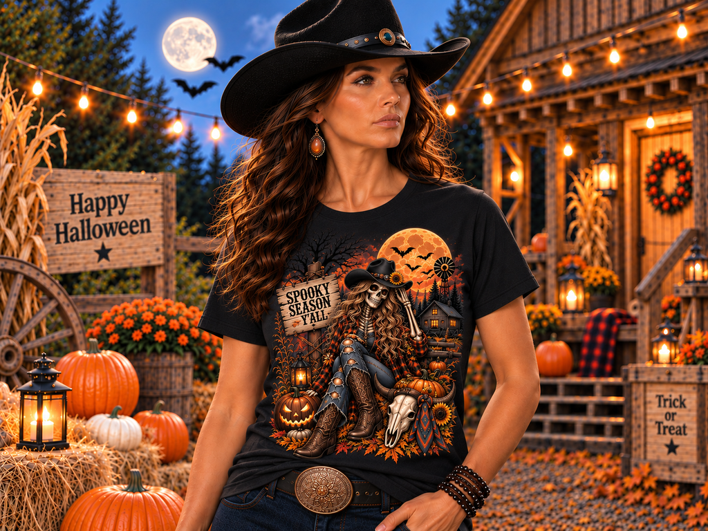 Spooky Season Y'all -  Halloween Fall Graphic T-Shirt