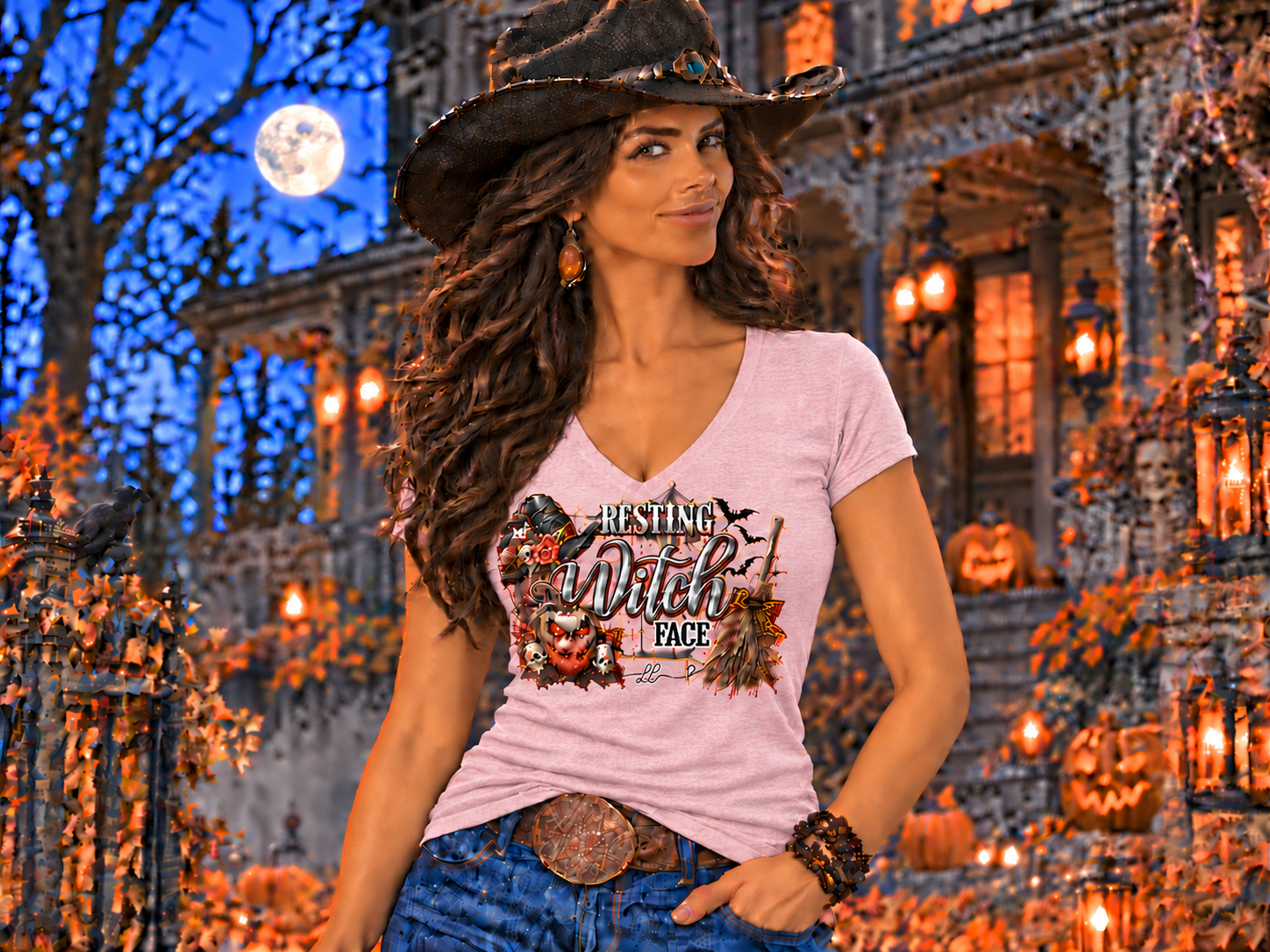 Resting Witch Face - Women's V Neck Tee
