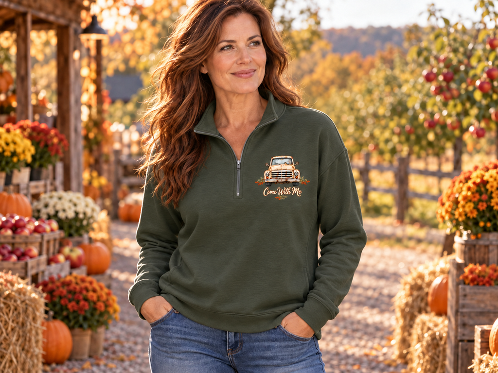 Let's Go for a Spin -  Wome's Quarater Zip Pullover Sweatshirt