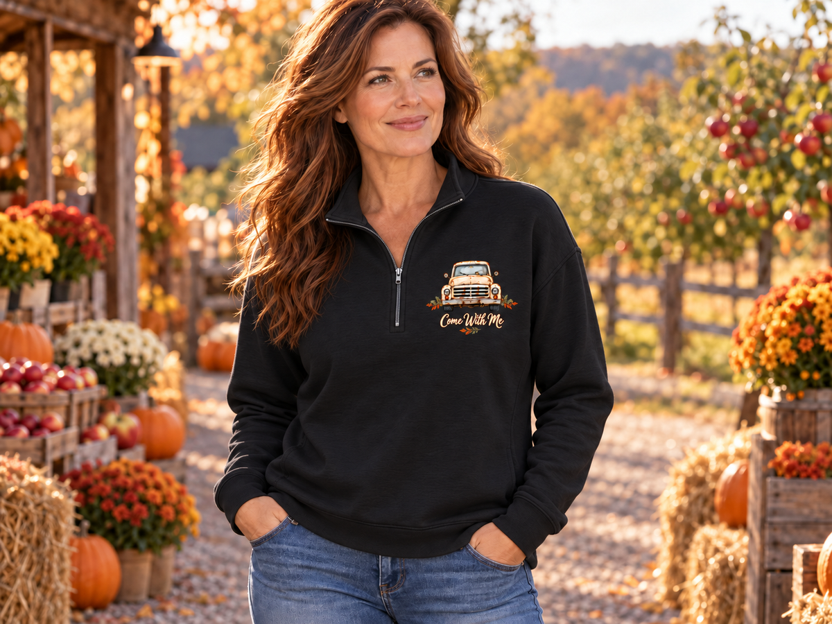 Let's Go for a Spin -  Wome's Quarater Zip Pullover Sweatshirt