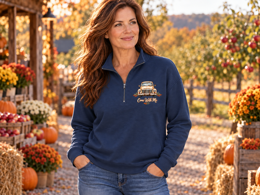 Let's Go for a Spin -  Wome's Quarater Zip Pullover Sweatshirt