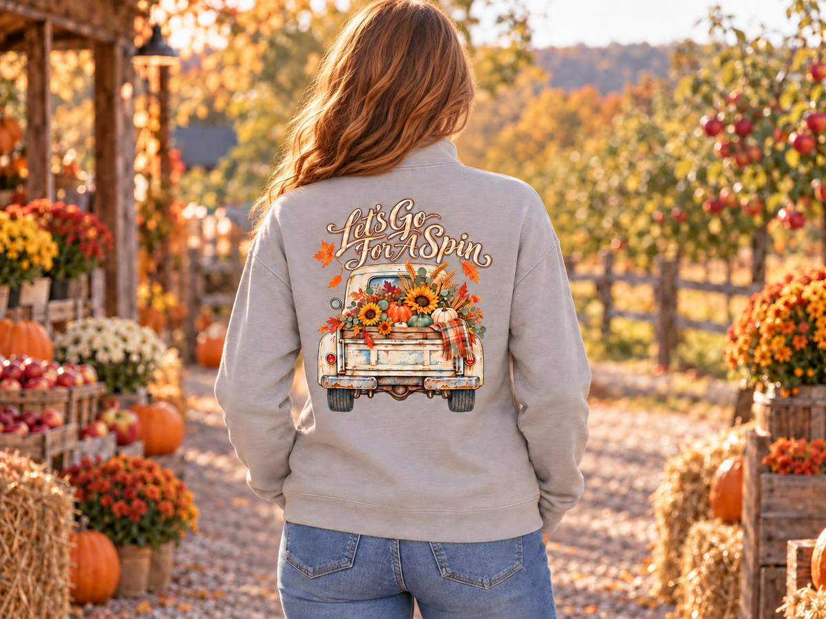 Let's Go for a Spin -  Wome's Quarater Zip Pullover Sweatshirt
