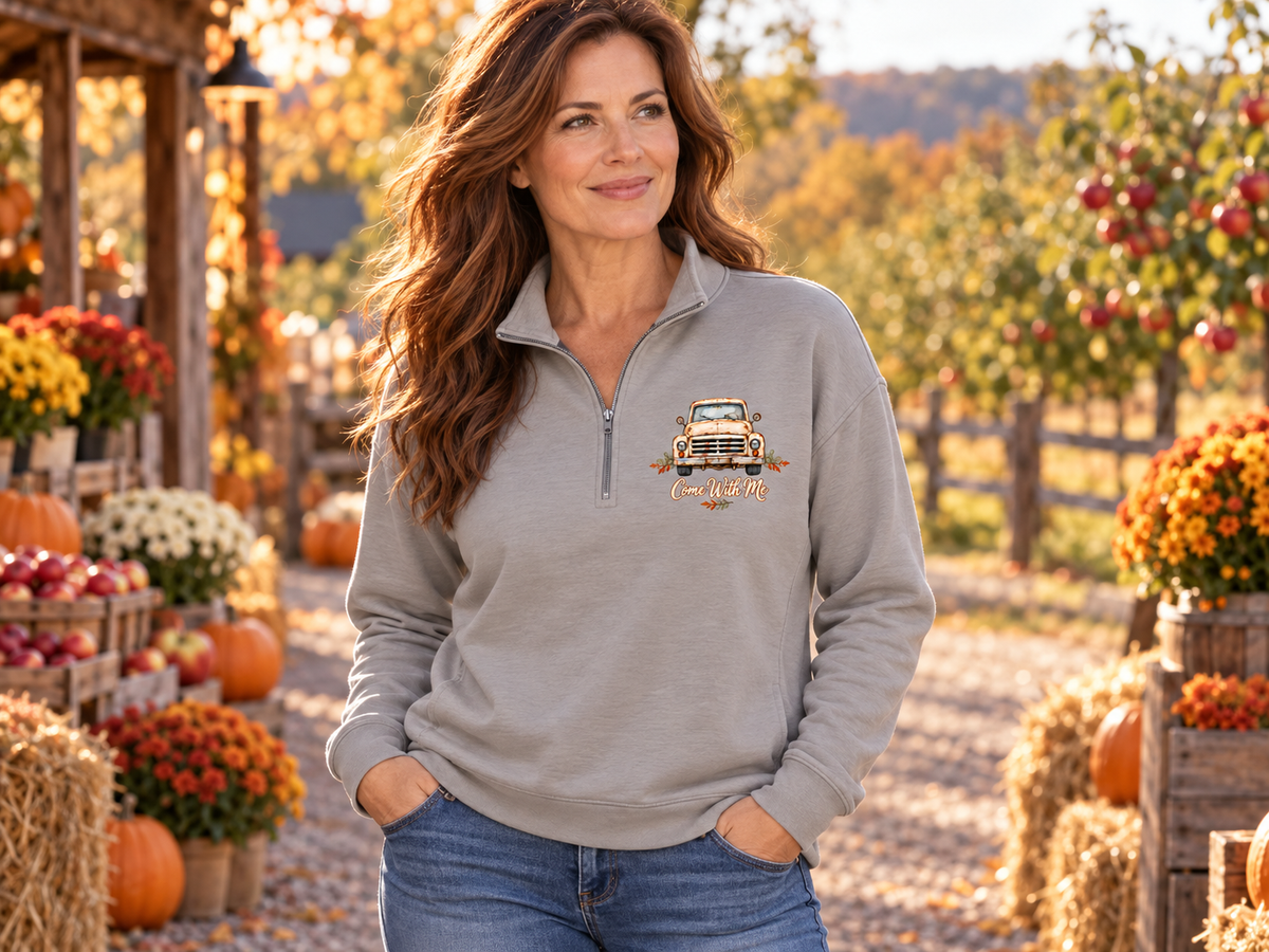 Let's Go for a Spin -  Wome's Quarater Zip Pullover Sweatshirt
