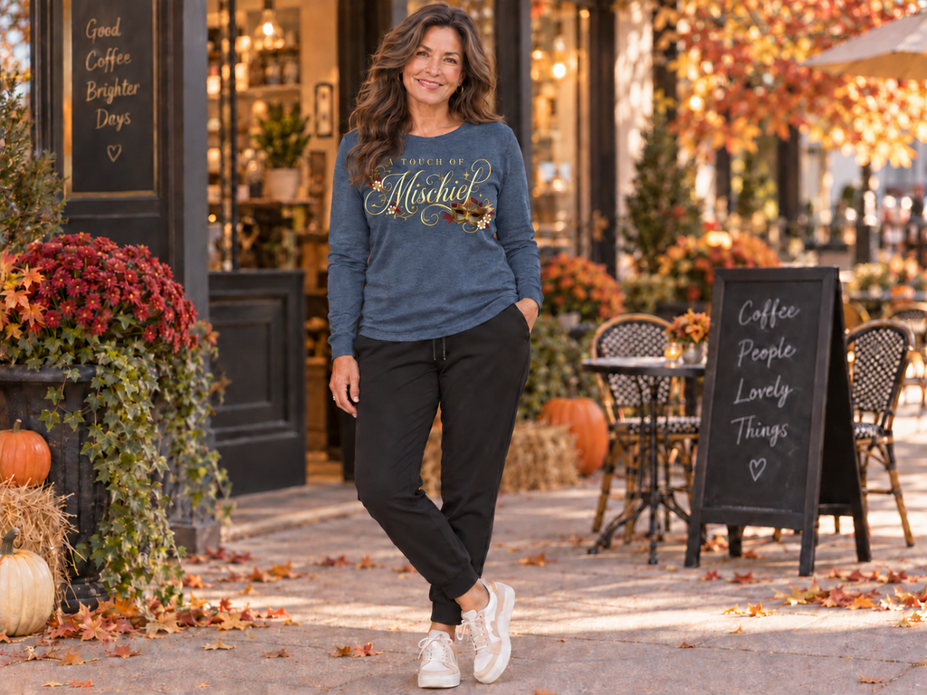 A Touch of Mischief Women's Cropped Long Sleeve Tee