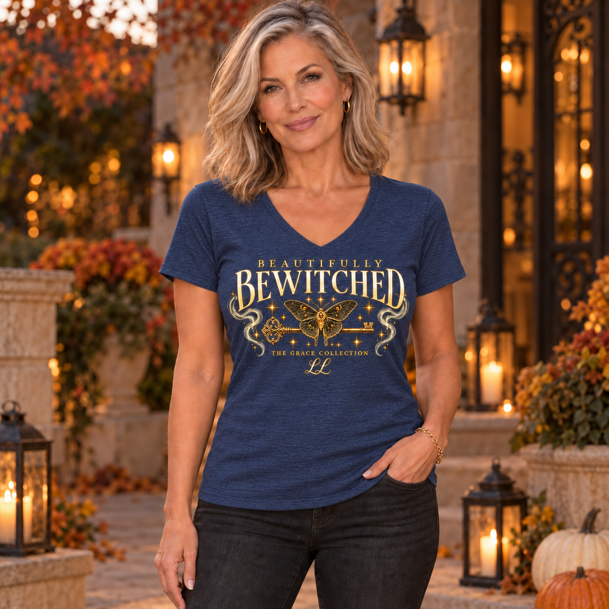 Beautifully Bewitched - Woman's V-Neck Tee Graphic Shirt