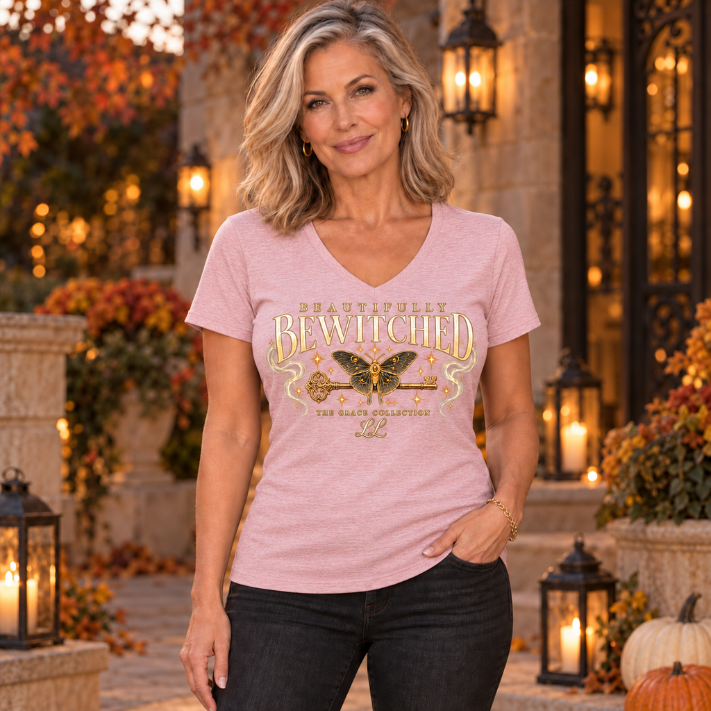Beautifully Bewitched - Woman's V-Neck Tee Graphic Shirt