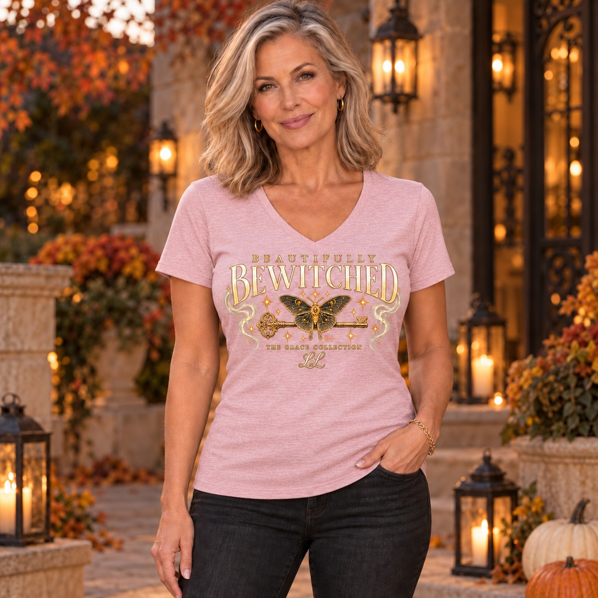 Beautifully Bewitched - Woman's V-Neck Tee Graphic Shirt