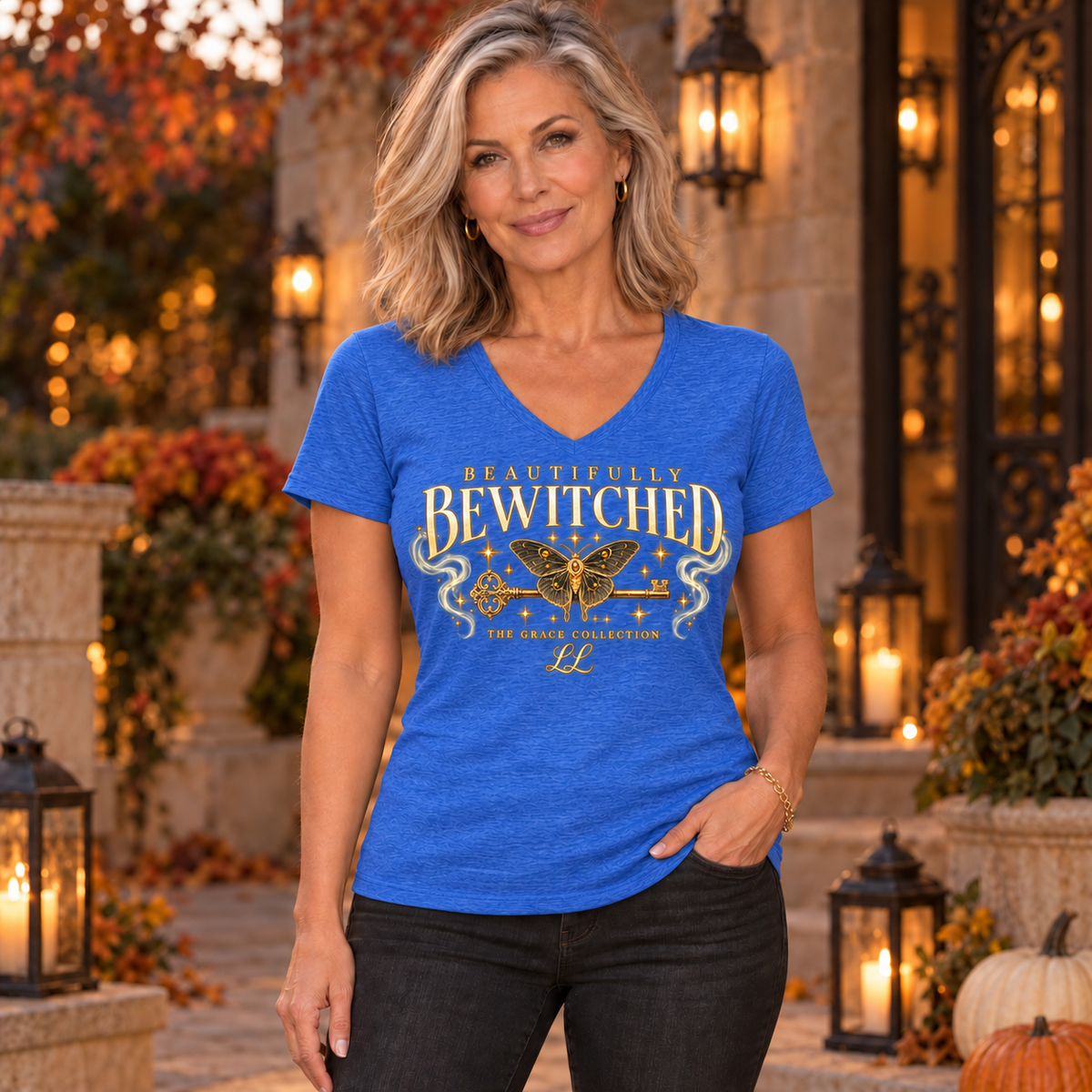 Beautifully Bewitched - Woman's V-Neck Tee Graphic Shirt