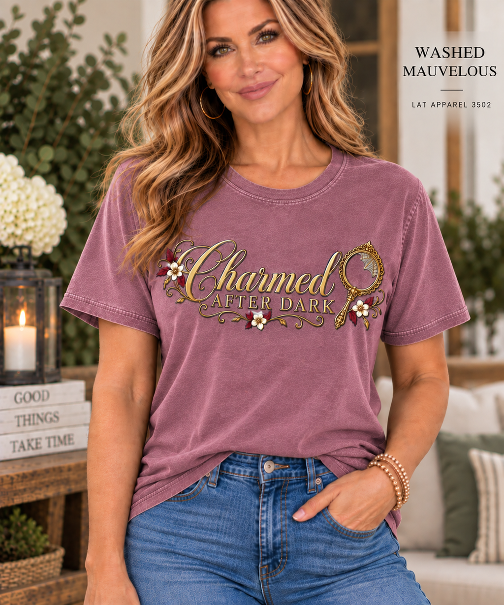 Charmed After Dark tee | Floral Script Women's Relaxed Vintage Wash Tee