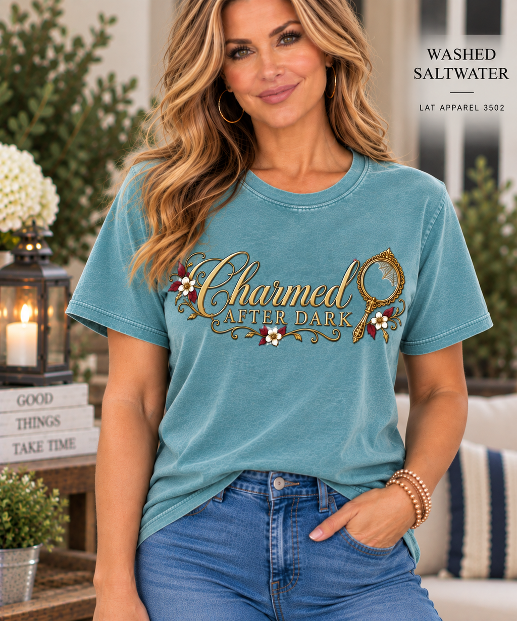 Charmed After Dark tee | Floral Script Women's Relaxed Vintage Wash Tee