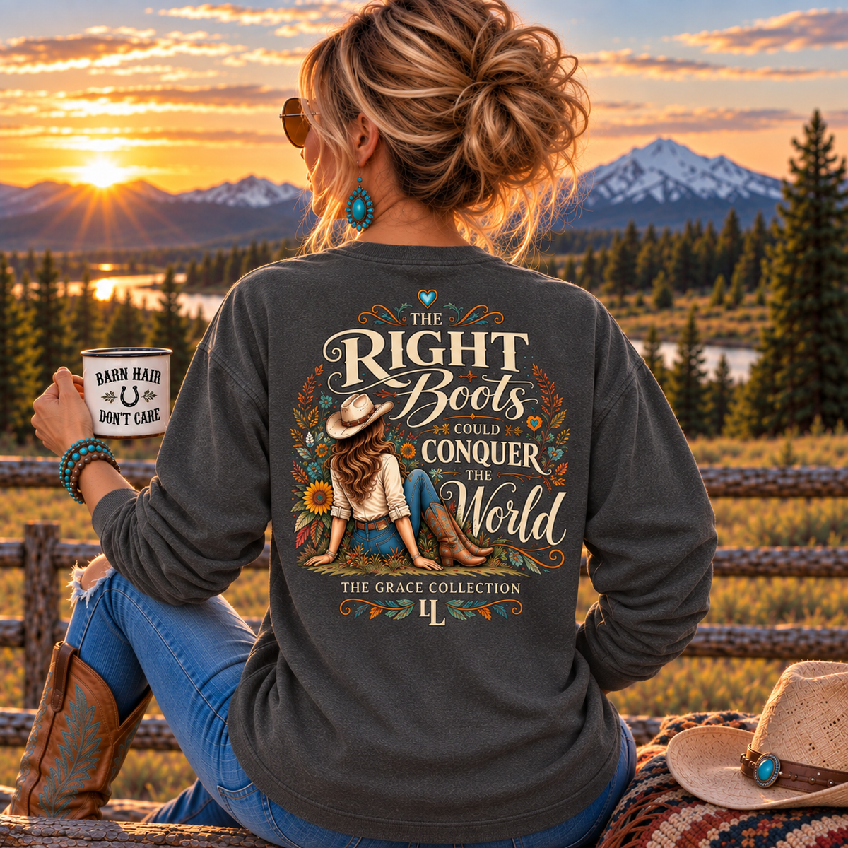 The Right Boots Could Conquer The World - Heavy Weight Long Sleeve Tee