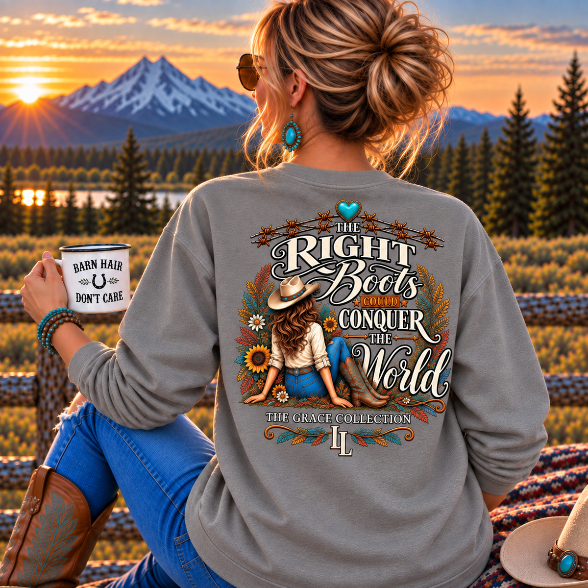 The Right Boots Could Conquer The World - Heavy Weight Long Sleeve Tee