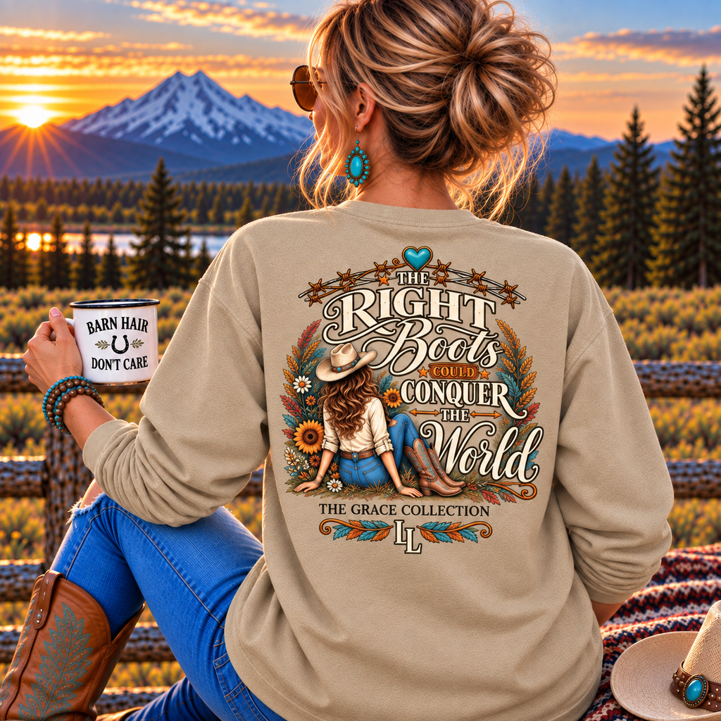The Right Boots Could Conquer The World - Heavy Weight Long Sleeve Tee