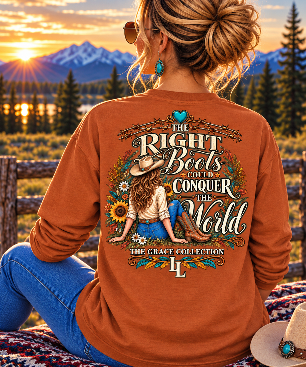The Right Boots Could Conquer The World - Heavy Weight Long Sleeve Tee