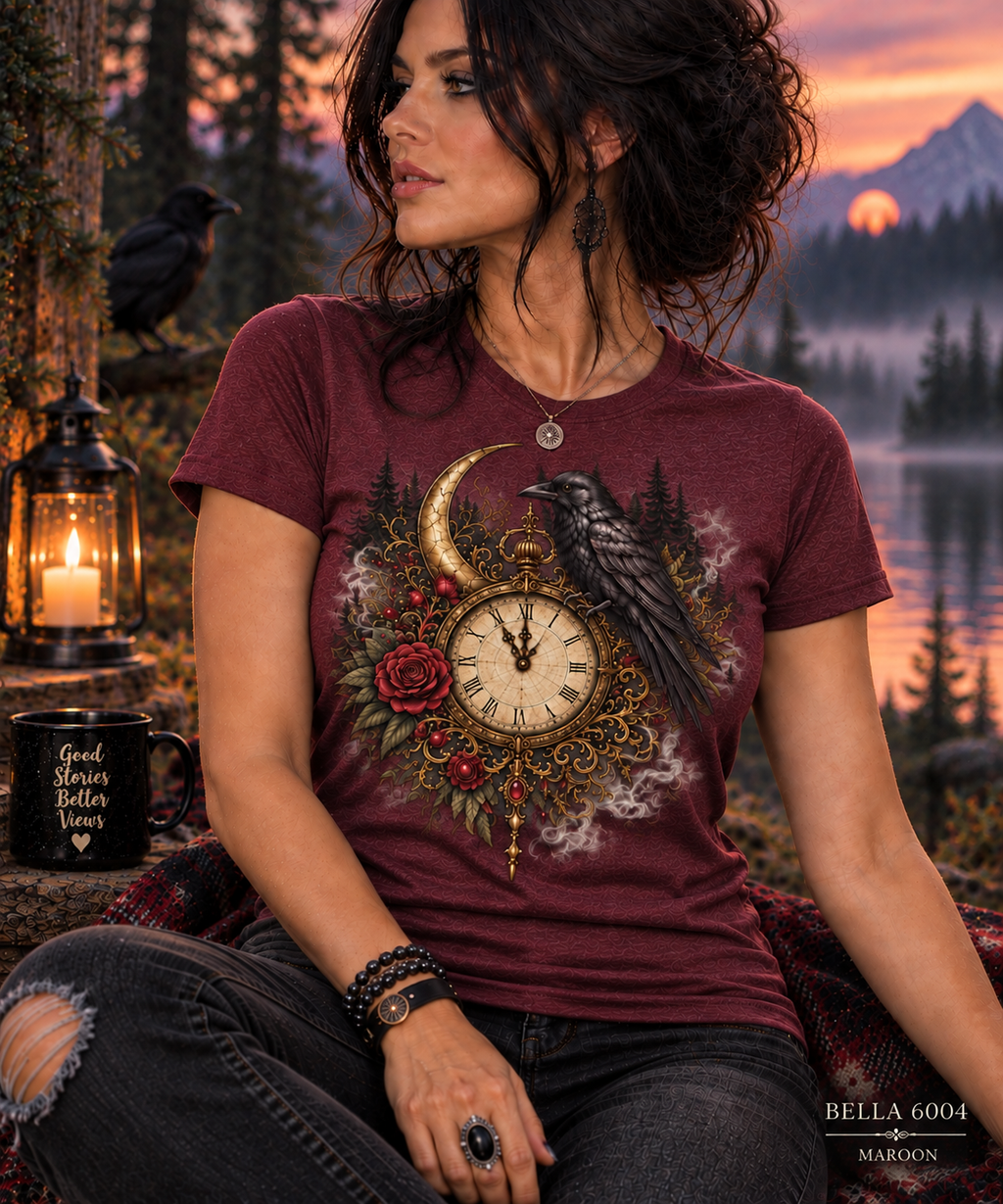 Vintage Clock, Raven & Rose Graphic Tee