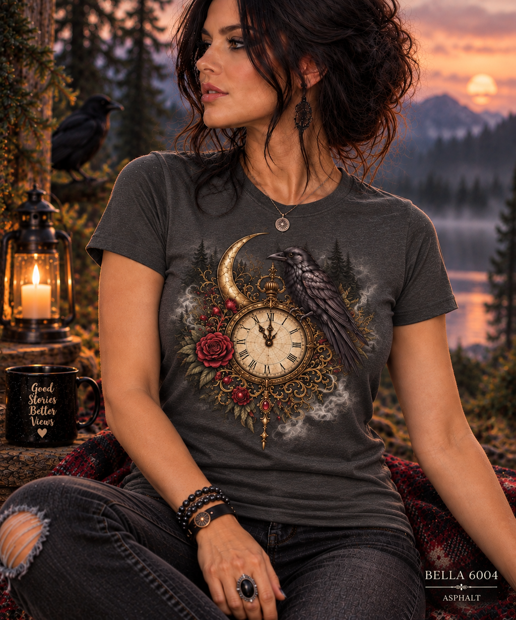 Vintage Clock, Raven & Rose Graphic Tee