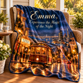 Personalize Your Blanket - Experience The Magic Of The Night - San Francisco Night Cable Car Minky Blanket