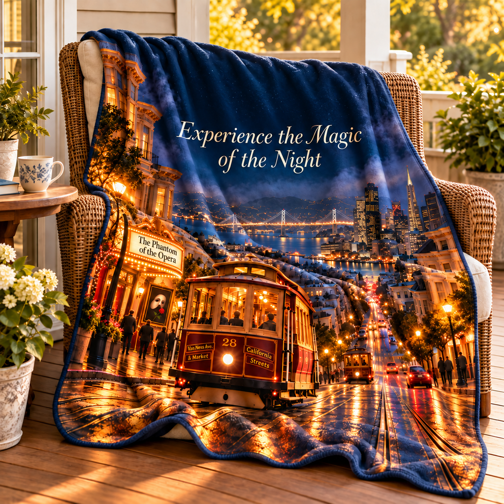 Personalize Your Blanket - Experience The Magic Of The Night - San Francisco Night Cable Car Minky Blanket