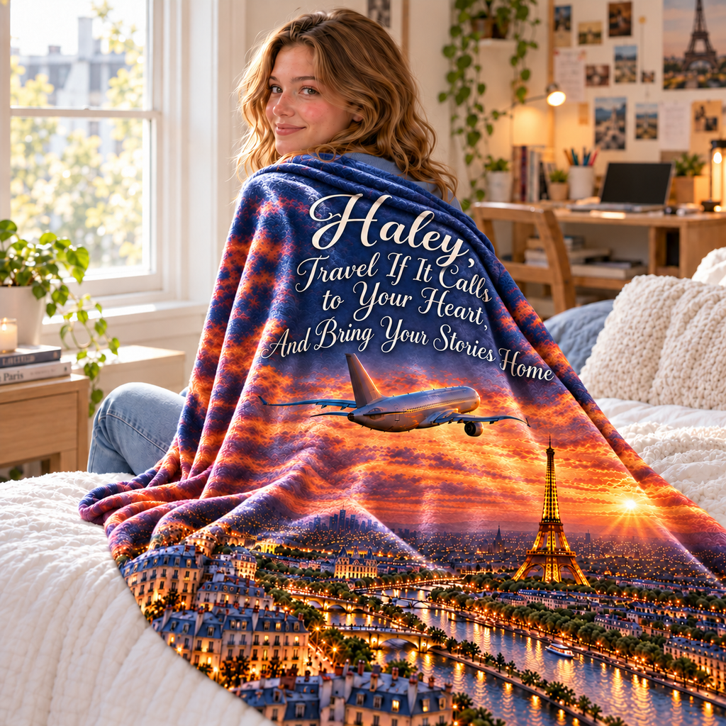Personalize this Blanket  "Travel If It Calls to Your Heart"  - Crushed Velvet Travel Blanket 50 x 60