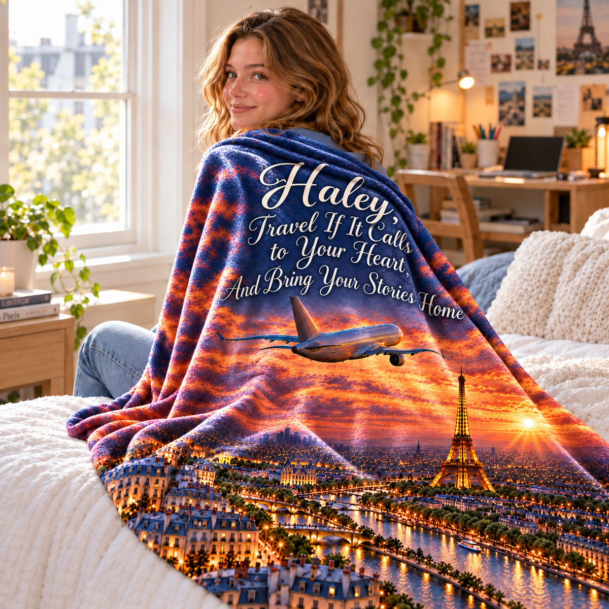 Personalize this Blanket  "Travel If It Calls to Your Heart"  - Crushed Velvet Travel Blanket 50 x 60
