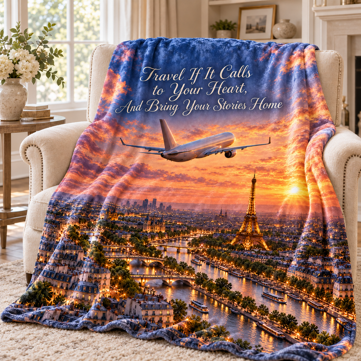 Personalize this Blanket  "Travel If It Calls to Your Heart"  - Crushed Velvet Travel Blanket 50 x 60