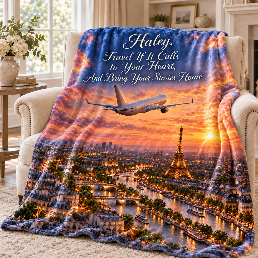 Personalize this Blanket  "Travel If It Calls to Your Heart"  - Crushed Velvet Travel Blanket 50 x 60