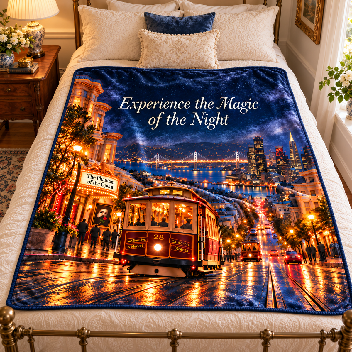 Personalize This Blanket 'Experience the Magic of the Night' Cityscape Throw Crushed Velvet Blanket