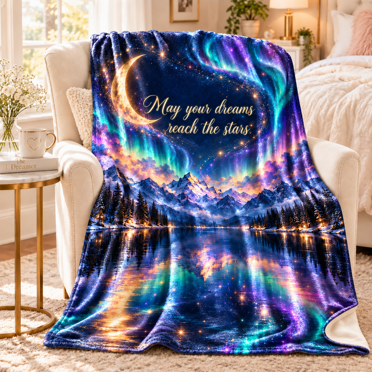 Personalize This Blanket  'May Your Dreams Reach the Stars' -  Galaxy Throw Crushed Velvet Blanket