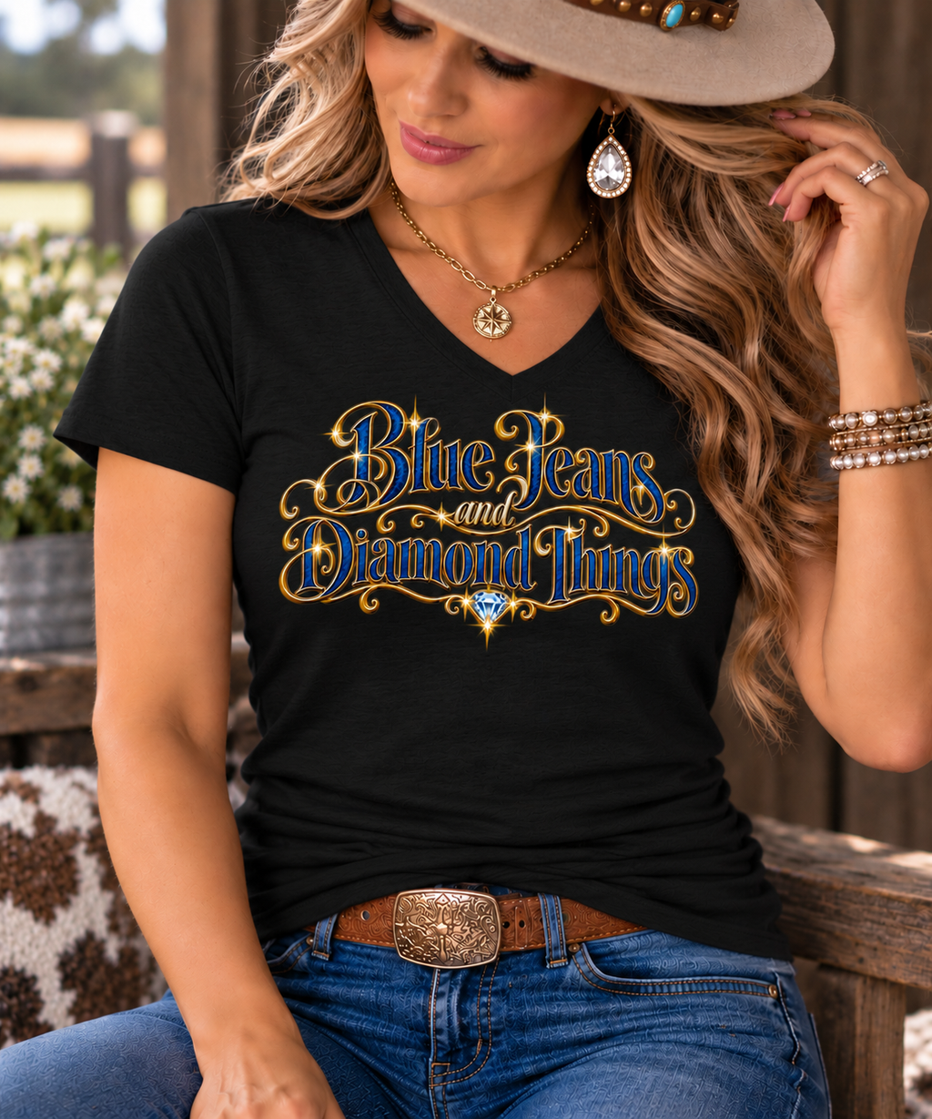 Blue Jeans & Diamond Things -   Women's T‑Shirt V-neck