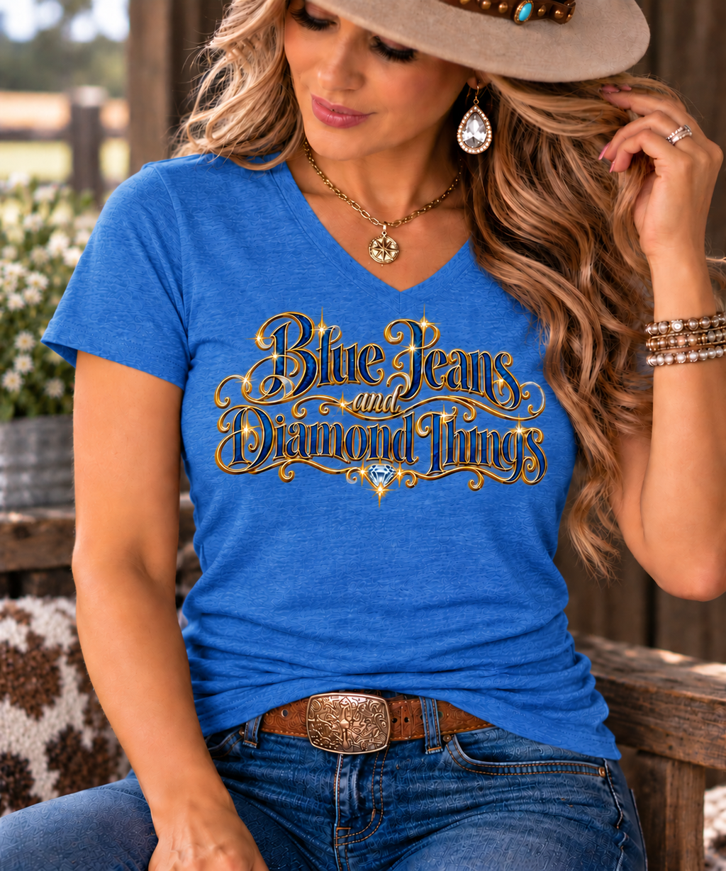Blue Jeans & Diamond Things -   Women's T‑Shirt V-neck