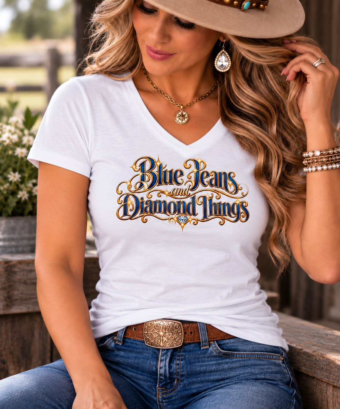 Blue Jeans & Diamond Things -   Women's T‑Shirt V-neck